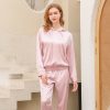 Solid Plain Pajamas Adult Woman Jumpsuit Pajama Set Satin Silk Fashion Smooth Sleepwear