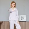 Light Purple Two Pieces Women Satin Long Pajamas Set