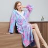 Tie-dyed Women Winter Long Bathrobe Colorful Shu Velveteen for Women