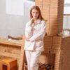 Pink Soft Turn-down Collar 2 Pieces Striped Pajamas Set