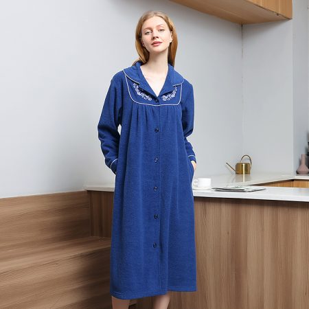 Long Robe Shawl Collar Robe Woman Bath Robe