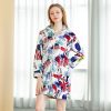 Winter Wear Printed Coral Fleece Bathrobe Home Wear with Zipper