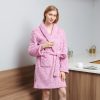 Thick Fluffy Fleece Cationic Shu velveteen Pink Women Bathrobe