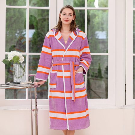 100% Cotton Bathrobe Long Woman Robes Hooded Bathrobe