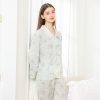 Spring Girls Custom Women Sleepwear Cotton Printed Rayon Leisure Wear Long Pajamas Set
