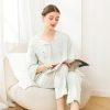 Spring Girls Custom Women Sleepwear Floral Printed Leisure Wear Long Pajamas Set
