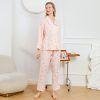 2023 New Spring Girls Womens Sleepwear Cotton Rayon Peach Printed Long Pajamas Set