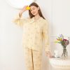 Spring Girls Women Sleepwear Cotton Floral Printed Rayon Leisure Wear Long Pajamas Set