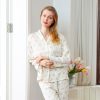 Spring New Trend Printed Viscose Cotton Long Women Pajamas Set
