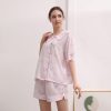 Spring Summer Plus Size Woven Long Sleeves Floral Printing  Silk Pajama Set