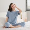soild blue modal pajama set for women