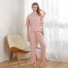 women's pink short sleeves tencel pajama set