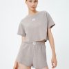 women's waffle cotton short sleeves hung out pajama set light grey