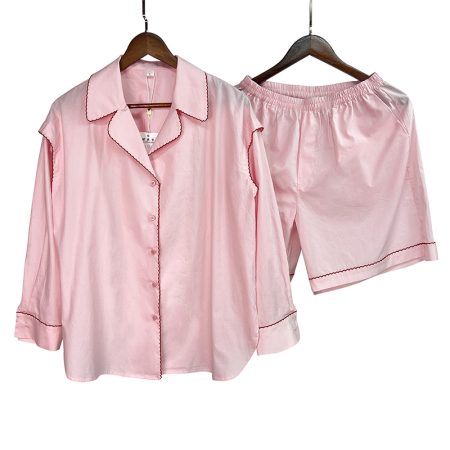 wholesale Women's cotton long sleeve shorts pajamas set
