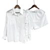 Women's white long-sleeved shorts pajama set