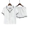 Women's knitted cotton short-sleeved shorts pajamas set