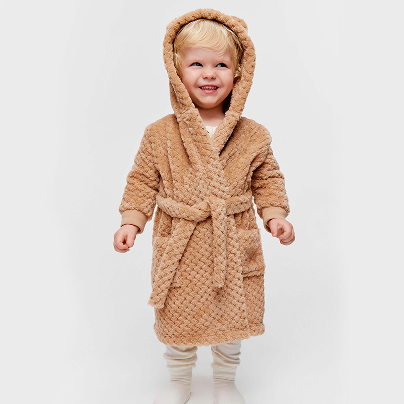 Children's shu velveteen bathrobe with hood