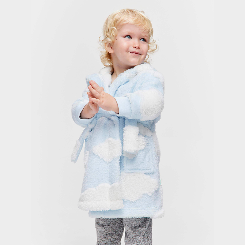 Child shu velveteen hooded bathrobe