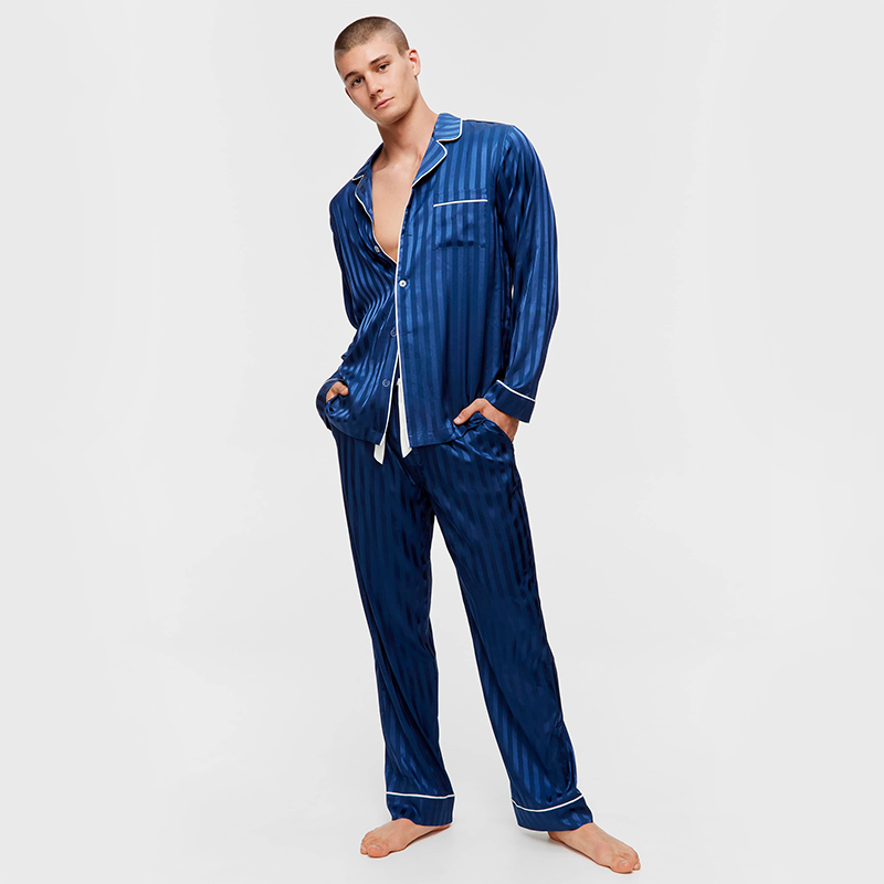 Men's long pajama set for spring and autumn