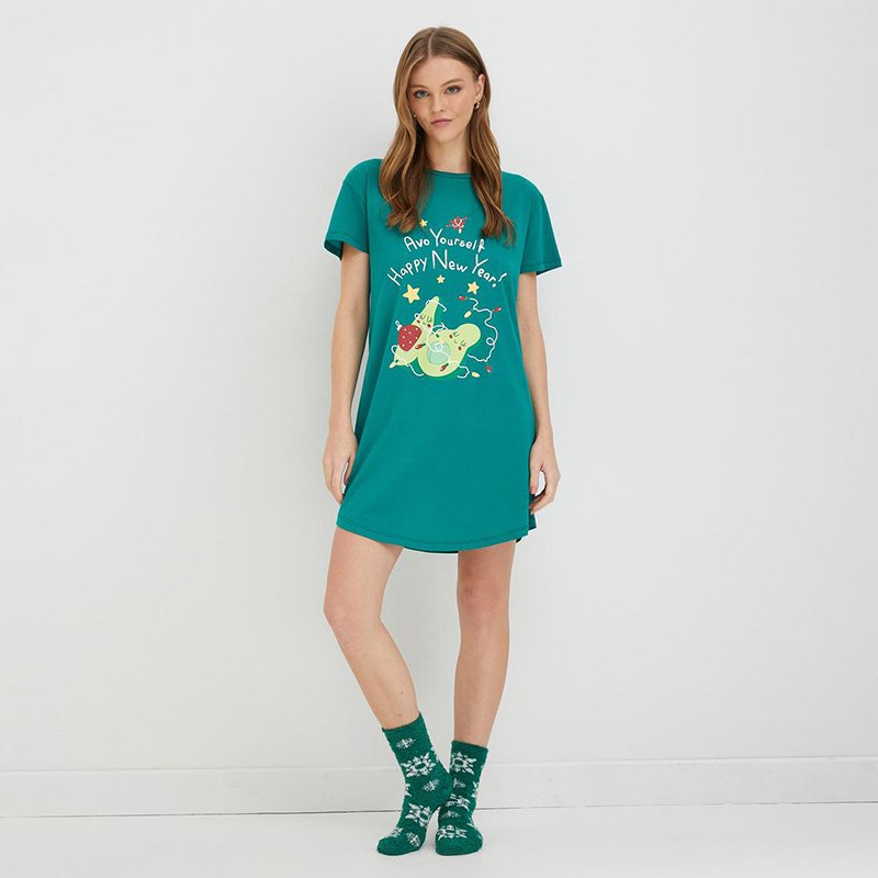 women printed rayon nightdress