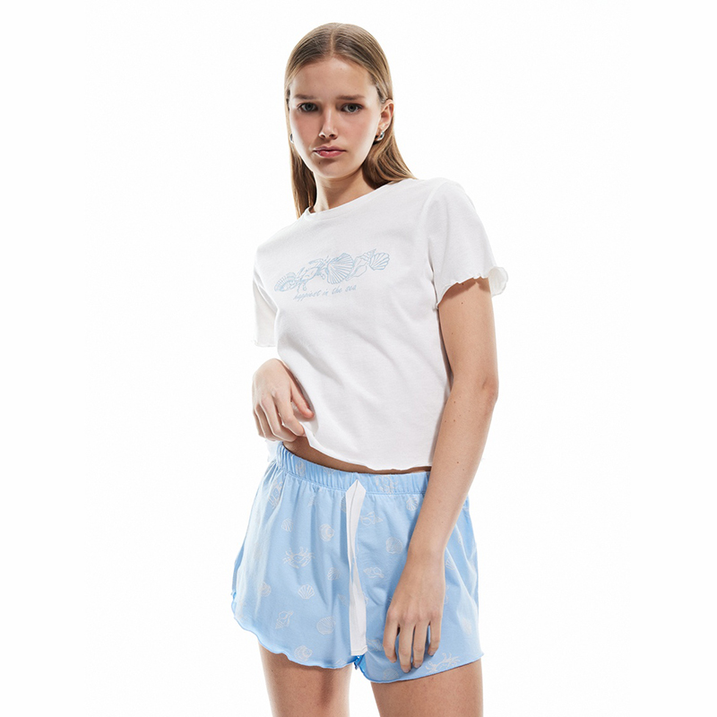Cotton short sleeve printed pajama set