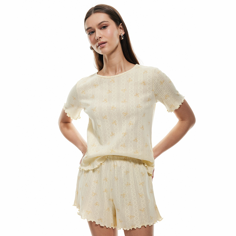 women Jacquard stripe pajamas set
