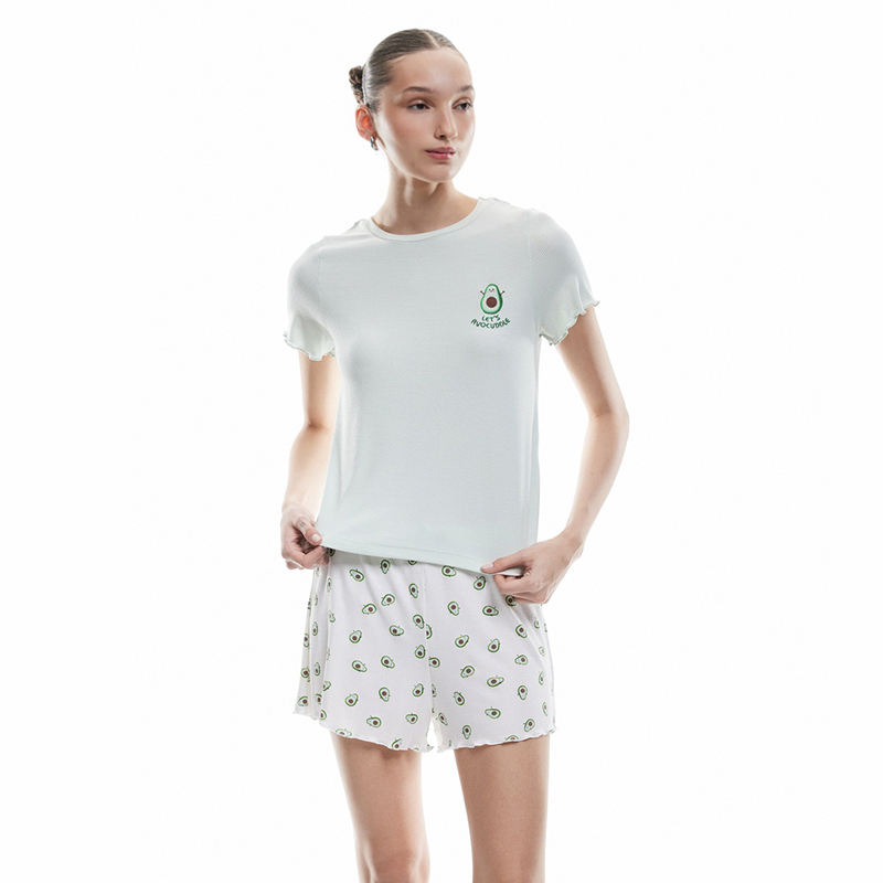 Viscose avocado printed shorts pajama set