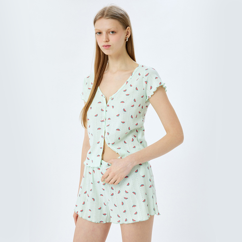 Watermelon printed short sleeve shorts pajama set