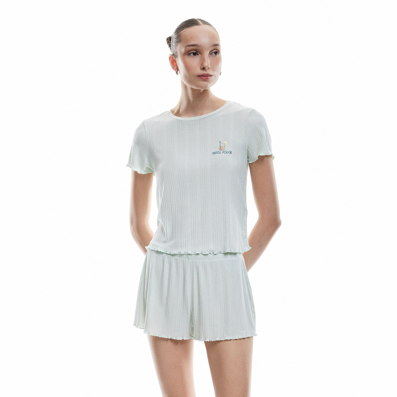 Ribbed modal fabric short sleeve shorts pajama set