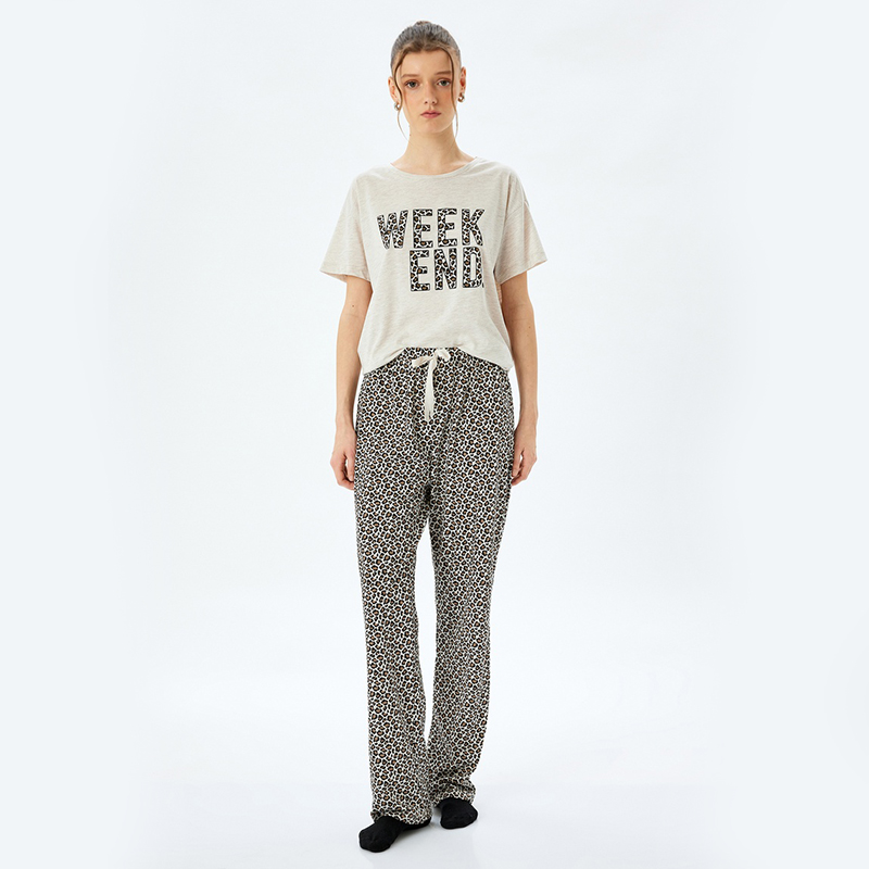 Women's short-sleeved long pants pajama set