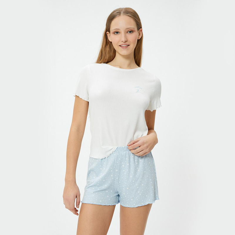 Printed crew neck short sleeve pyjama set