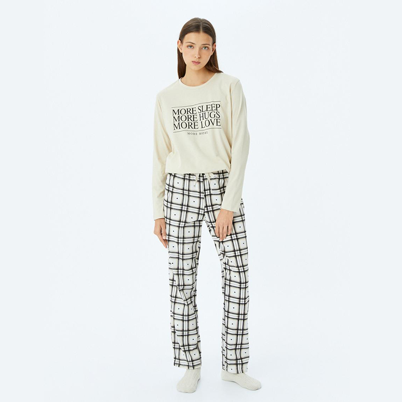 Cotton long sleeve checkered pajama set