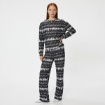 Medium rise straight loose leg relax fit Christmas themed pajama bottoms