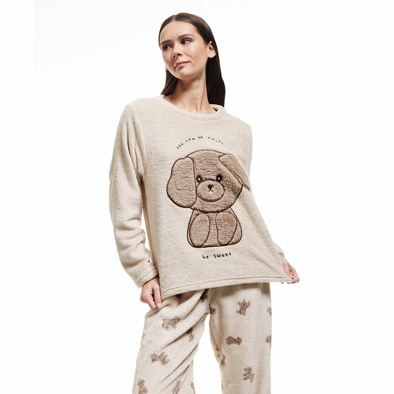 Dog printed fleece pajama set